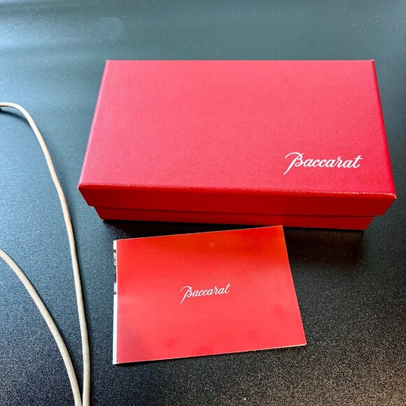 Baccarat Open Heart Necklace Pendant Crystal Glass Matte Clear with Box - Picture 5 of 5